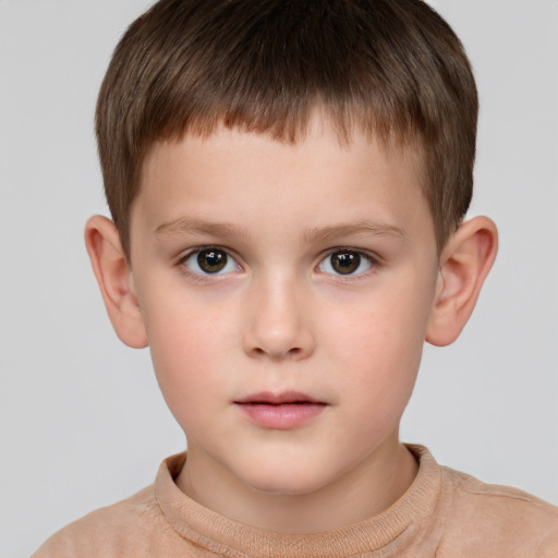 Neutral white child male with short  brown hair and brown eyes