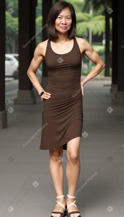 Singaporean 45 years female with  brown hair