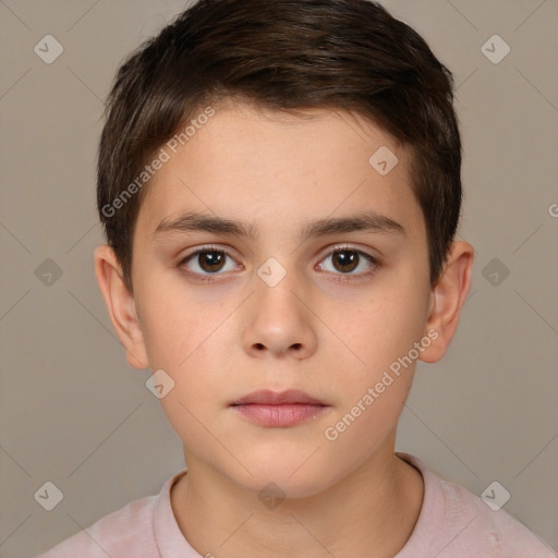 Neutral white child male with short  brown hair and brown eyes