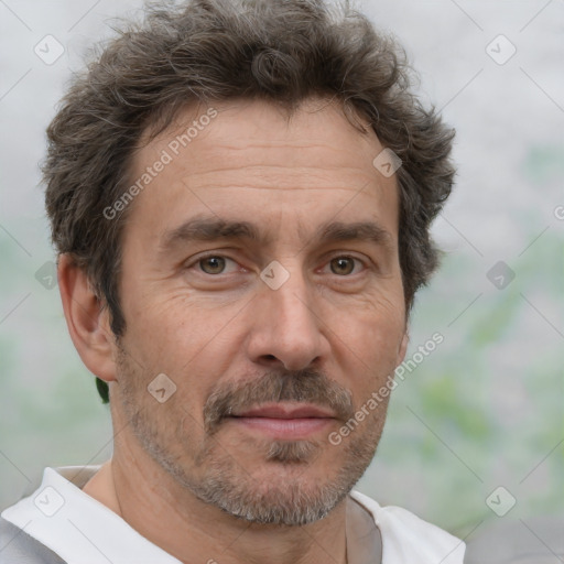 Neutral white adult male with short  brown hair and brown eyes