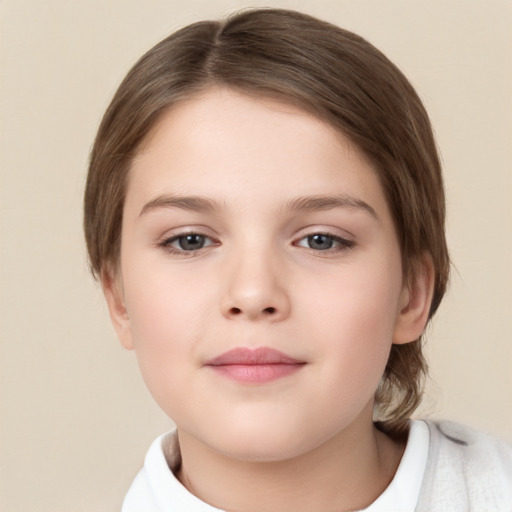 Neutral white child female with medium  brown hair and brown eyes