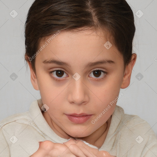 Neutral white child female with medium  brown hair and brown eyes