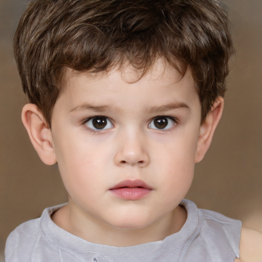 Neutral white child male with short  brown hair and brown eyes