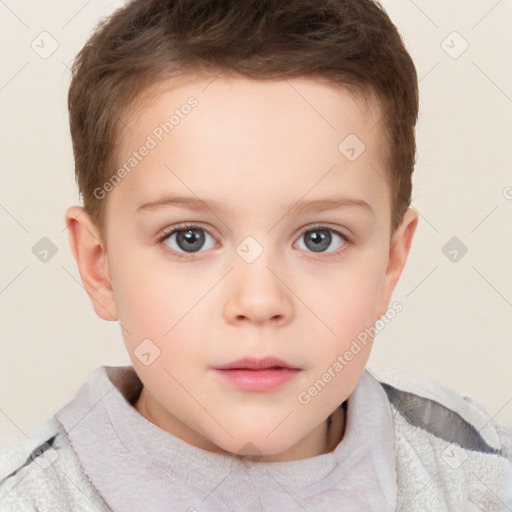 Neutral white child female with short  brown hair and brown eyes