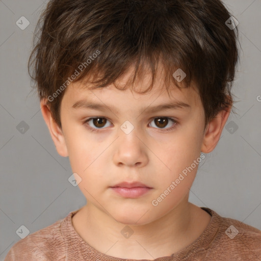 Neutral white child male with short  brown hair and brown eyes