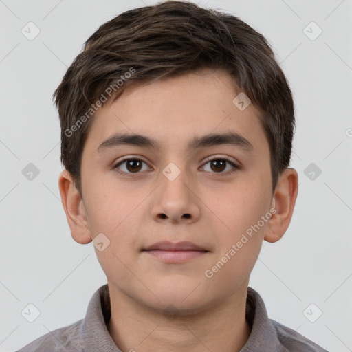 Neutral white child male with short  brown hair and brown eyes