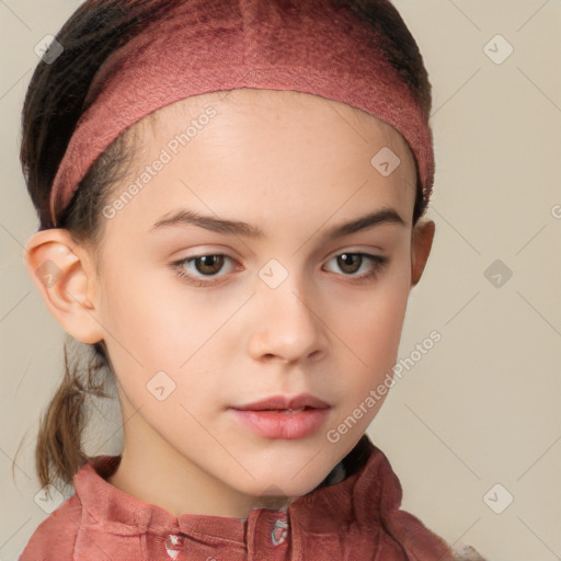 Neutral white child female with short  brown hair and brown eyes