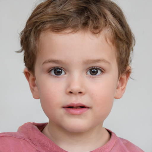 Neutral white child male with short  brown hair and brown eyes