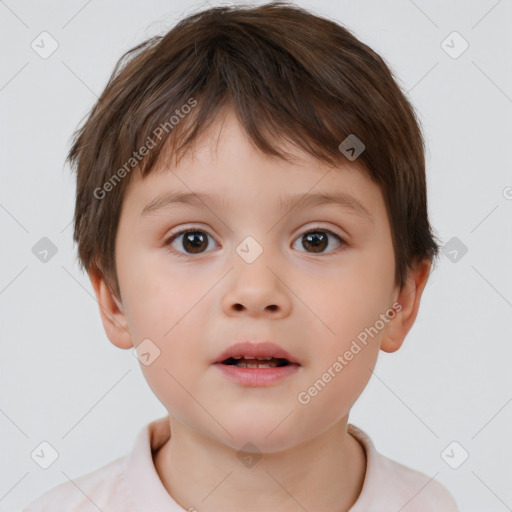 Neutral white child male with short  brown hair and brown eyes