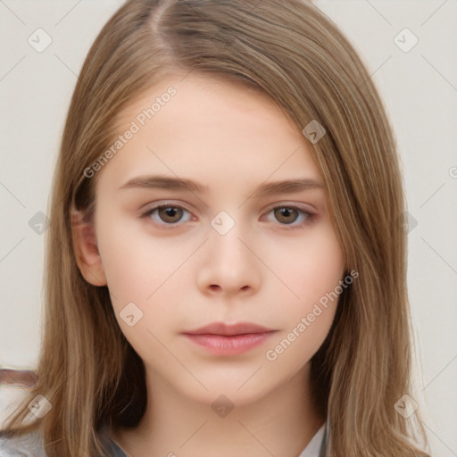 Neutral white child female with medium  brown hair and brown eyes