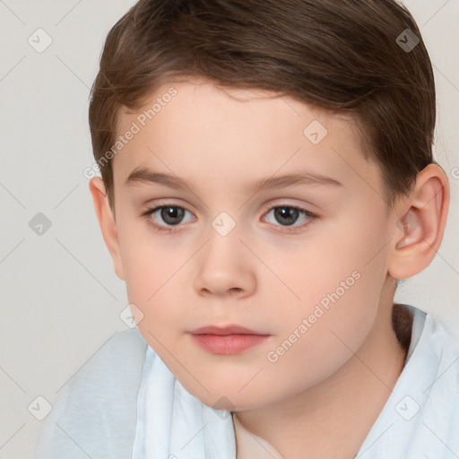 Neutral white child female with short  brown hair and brown eyes