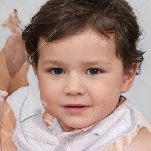 Neutral white child male with short  brown hair and brown eyes