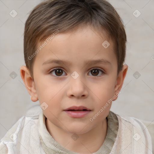 Neutral white child male with short  brown hair and brown eyes