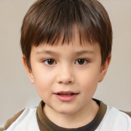 Neutral white child male with short  brown hair and brown eyes