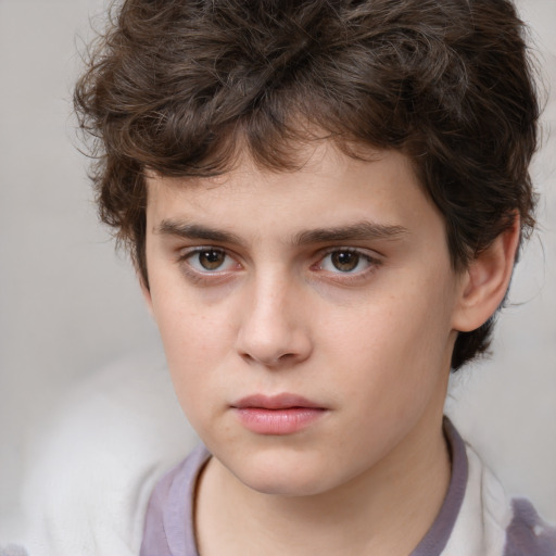 Neutral white child male with medium  brown hair and brown eyes