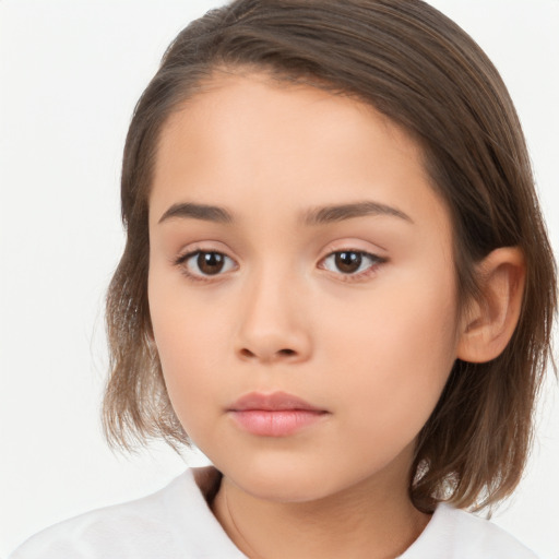 Neutral white child female with medium  brown hair and brown eyes