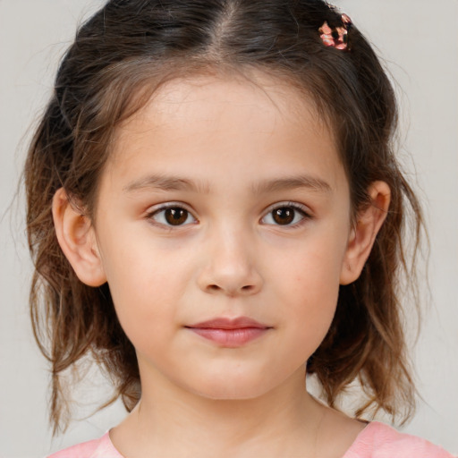 Neutral white child female with medium  brown hair and brown eyes