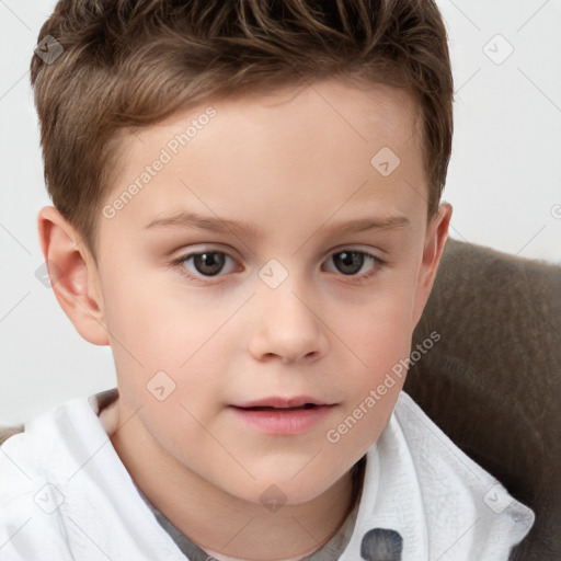 Neutral white child male with short  brown hair and brown eyes