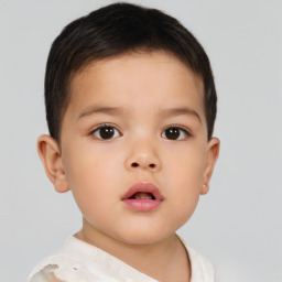 Neutral asian child male with short  brown hair and brown eyes