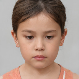 Neutral white child female with short  brown hair and brown eyes