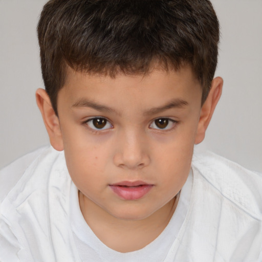 Neutral white child male with short  brown hair and brown eyes