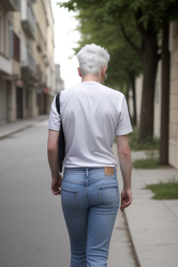 Serbian adult non-binary with  white hair