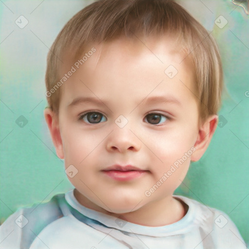 Neutral white child male with short  brown hair and brown eyes