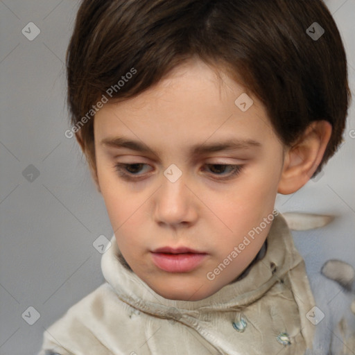 Neutral white child female with short  brown hair and brown eyes