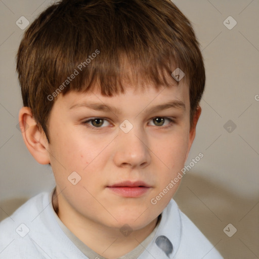 Neutral white child male with short  brown hair and brown eyes