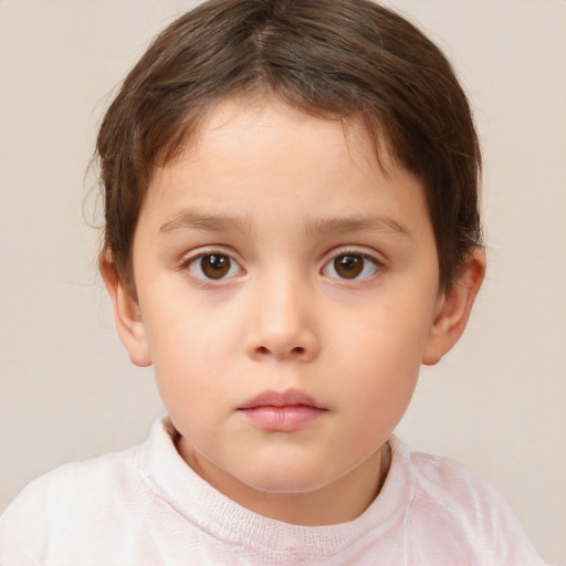 Neutral white child female with short  brown hair and brown eyes