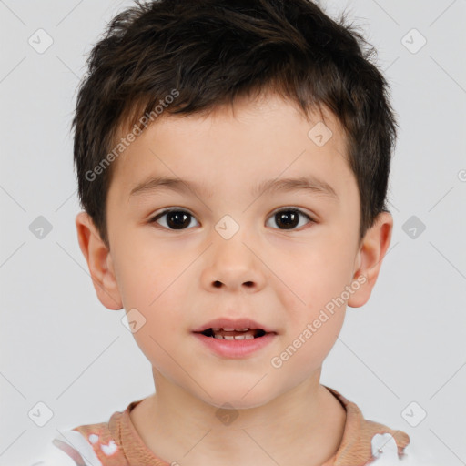 Neutral white child male with short  brown hair and brown eyes