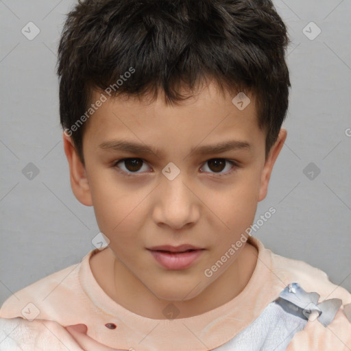 Neutral white child male with short  brown hair and brown eyes