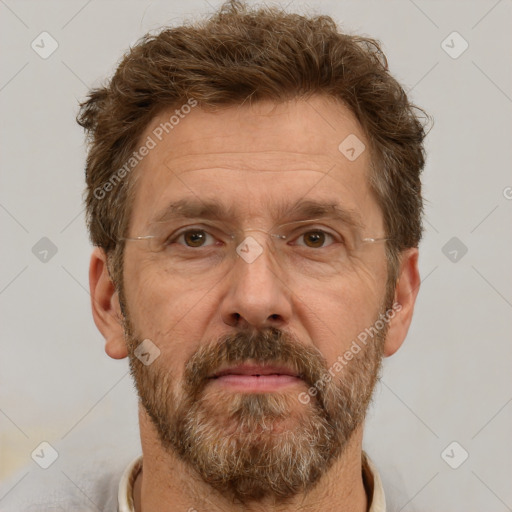 Neutral white adult male with short  brown hair and brown eyes