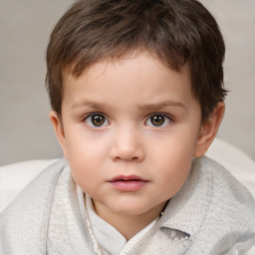 Neutral white child male with short  brown hair and brown eyes