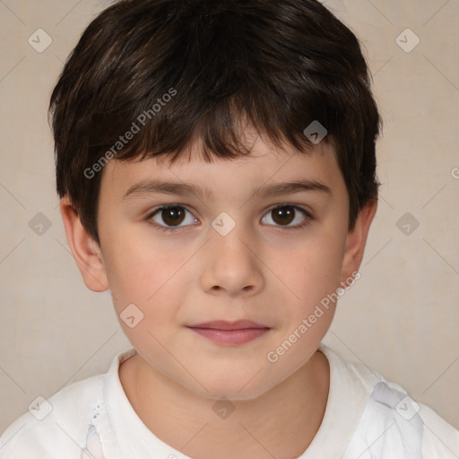 Neutral white child male with short  brown hair and brown eyes