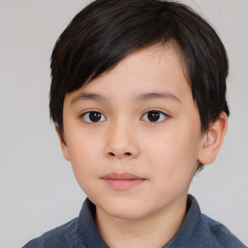 Neutral white child male with medium  brown hair and brown eyes