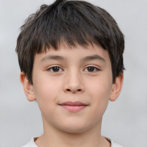 Neutral white child male with short  brown hair and brown eyes