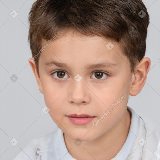 Neutral white child male with short  brown hair and brown eyes