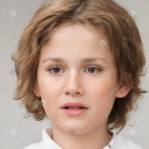 Neutral white child female with medium  brown hair and brown eyes