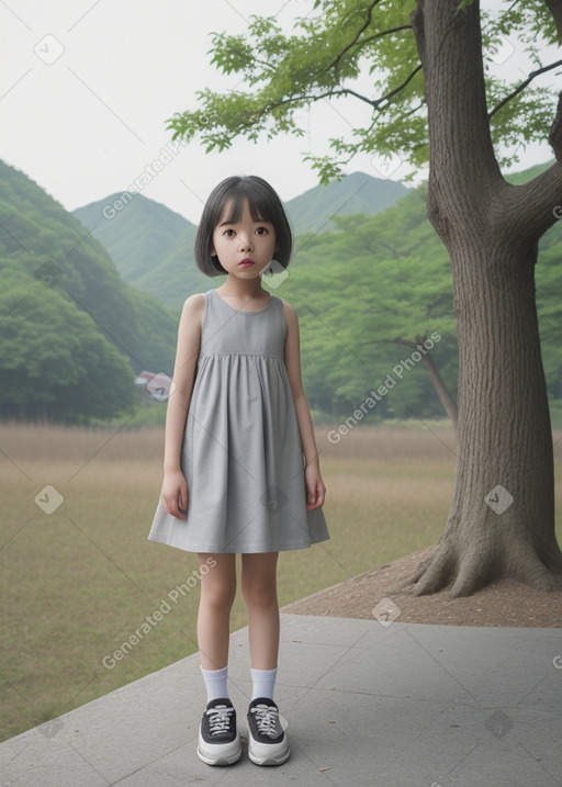 South korean child girl with  gray hair