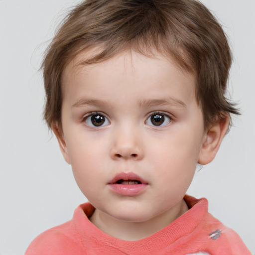 Neutral white child male with short  brown hair and brown eyes