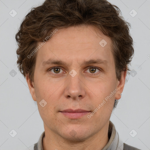 Neutral white adult male with short  brown hair and brown eyes