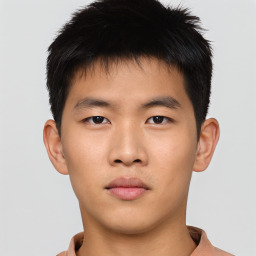 Neutral asian young-adult male with short  brown hair and brown eyes