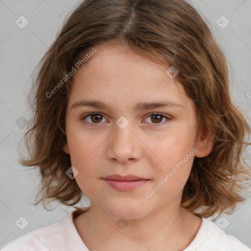 Neutral white child female with medium  brown hair and brown eyes