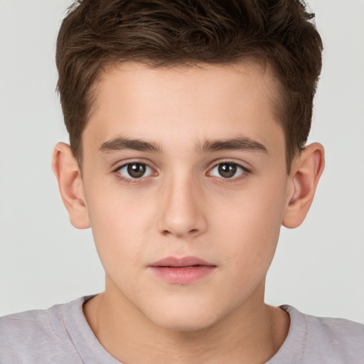 Neutral white child male with short  brown hair and brown eyes