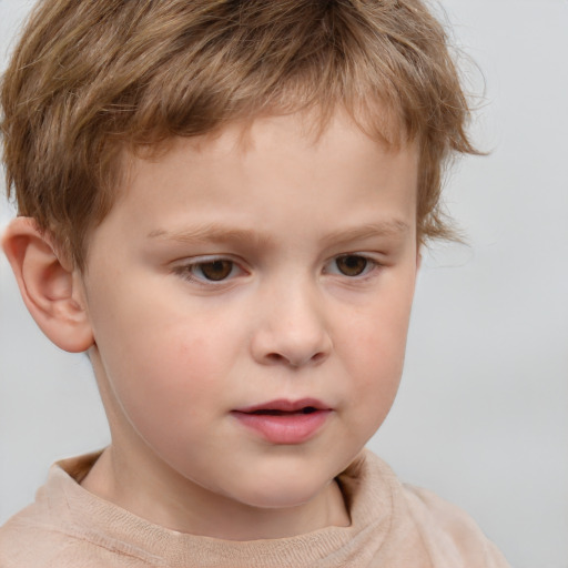 Neutral white child male with short  brown hair and grey eyes