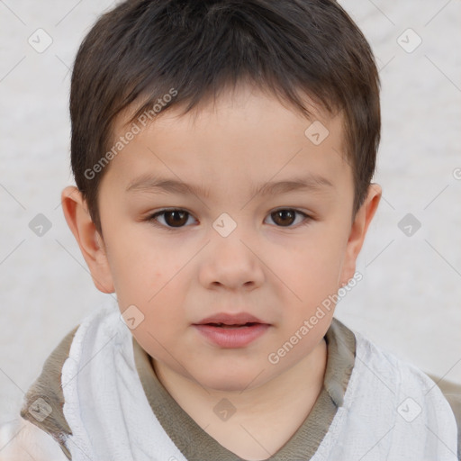 Neutral white child male with short  brown hair and brown eyes