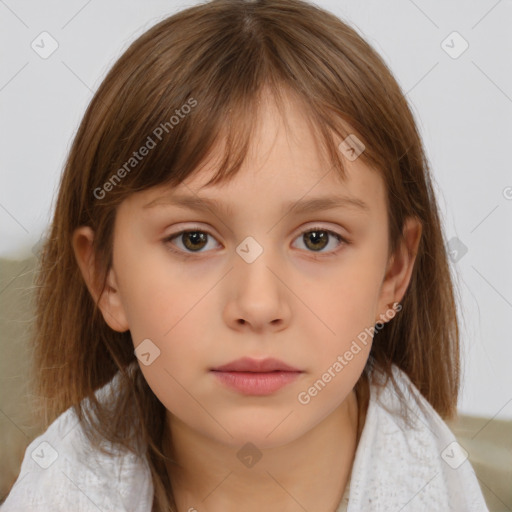 Neutral white child female with medium  brown hair and brown eyes