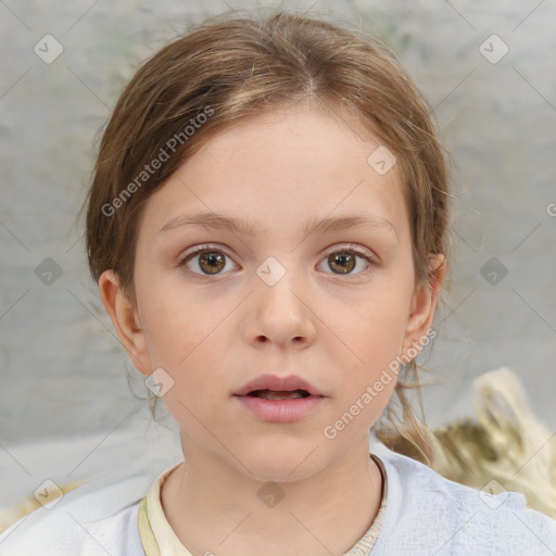 Neutral white child female with medium  brown hair and brown eyes