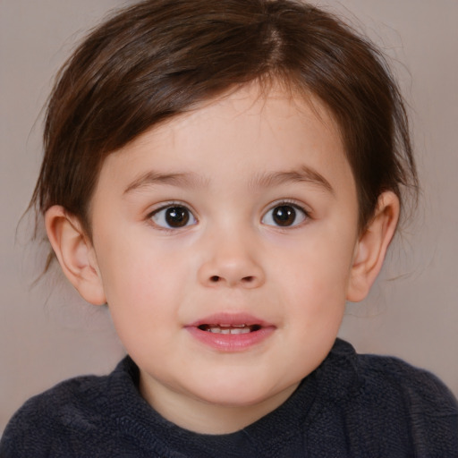 Neutral white child female with medium  brown hair and brown eyes